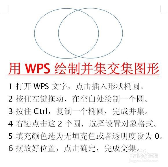 如何利用WPS绘制数学交集图形