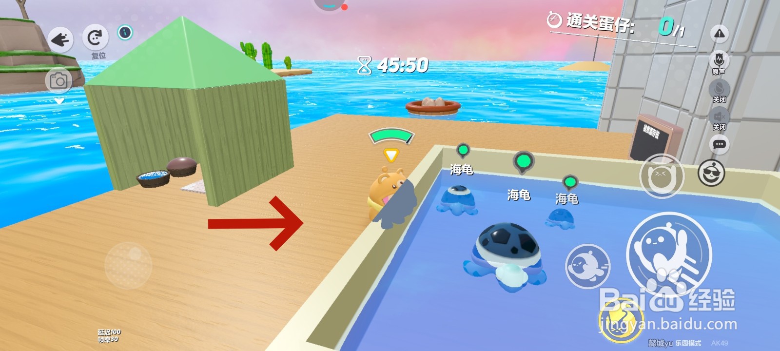 蛋仔派对游戏中抱起海龟的教程