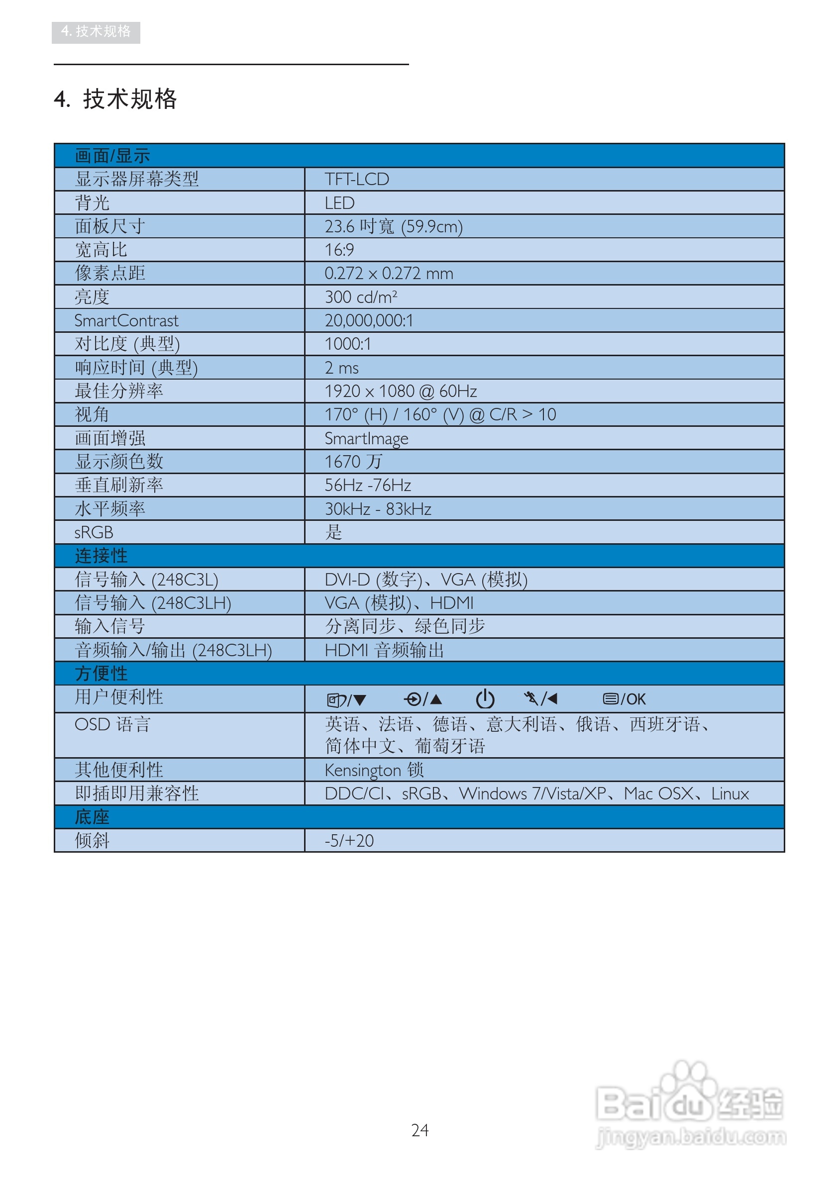 PHILIPS 248C3L显示器用户手册:[3]