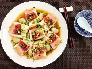火腿蒸豆腐的做法