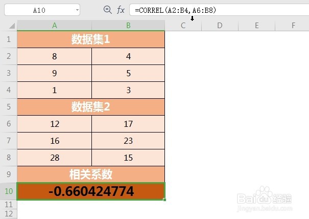 WPS Excel统计函数:CORREL