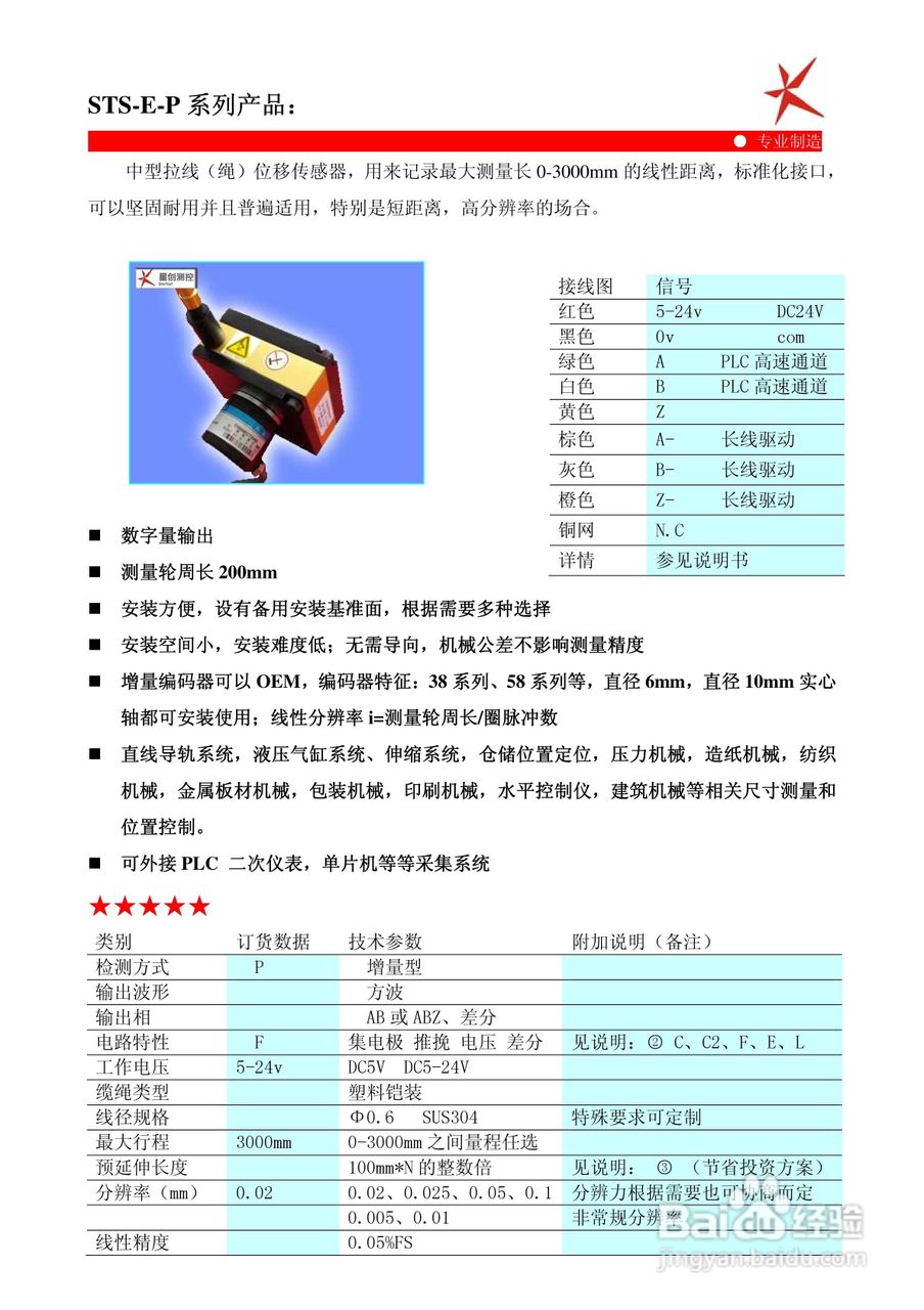 鑫盛星创STS-H-MA/V/R型拉线位移传感器使用说明书:[2]