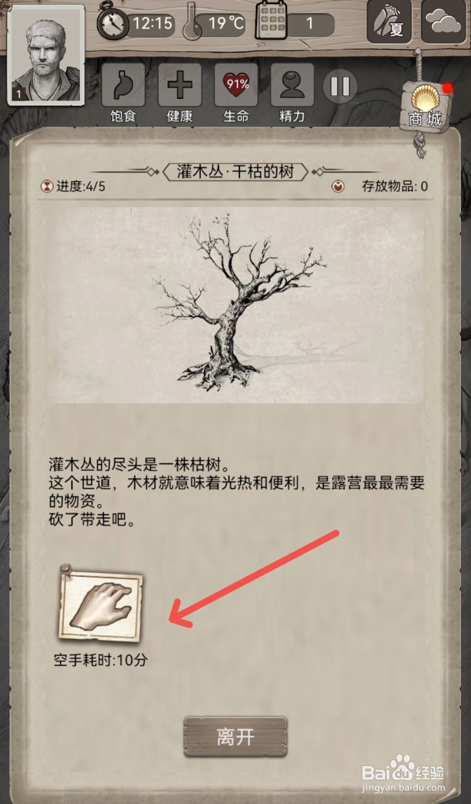 荒野日记怎么把采集到的木材放入背包