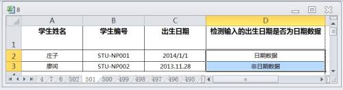 EXCEL运用CELL检测输入出生日期是否为日期数据