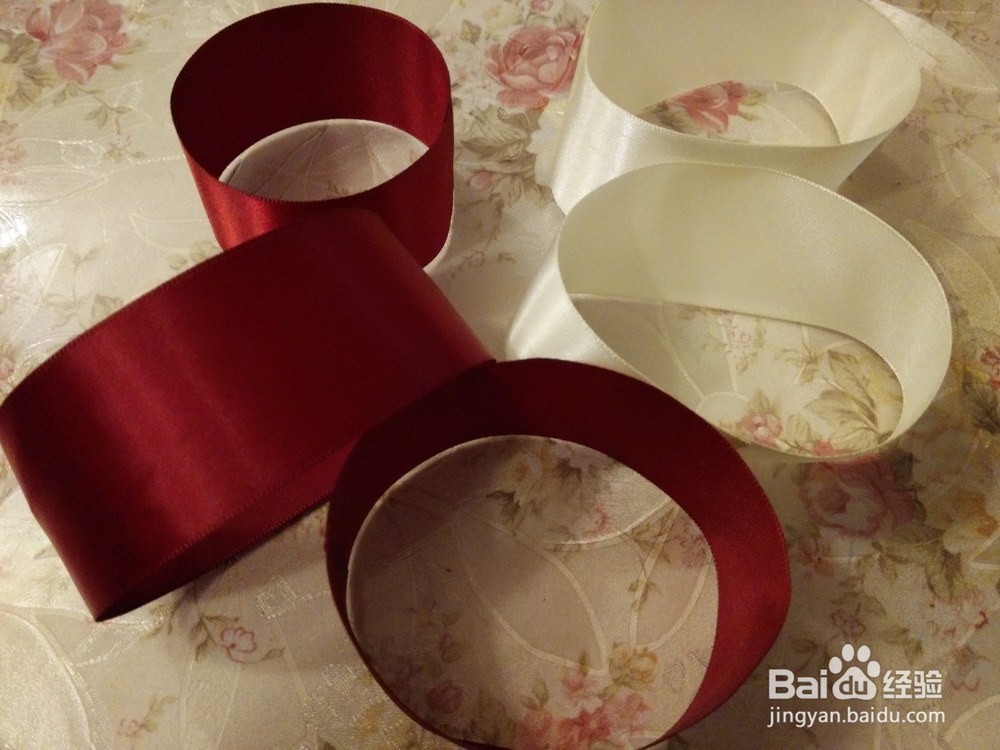 手工制作：酒红色双色镶珠蝴蝶结发夹