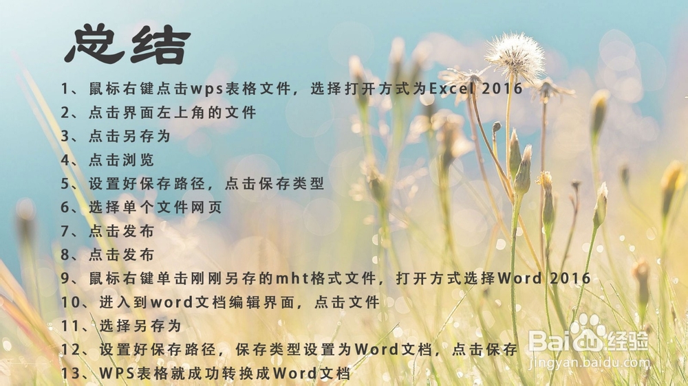 怎样把wps表格转换成word文档