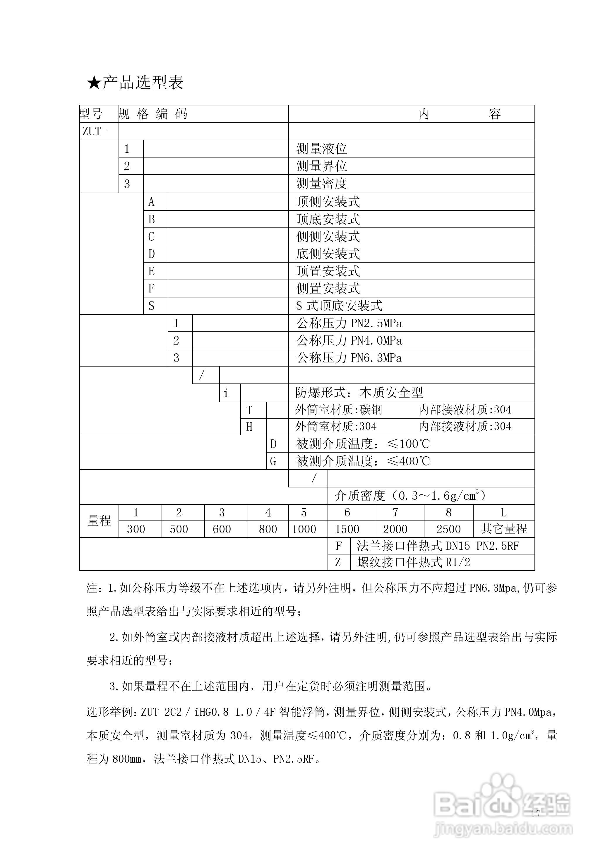 通博ZUT 型智能浮筒液位(界位)变送器使用说明书:[2]