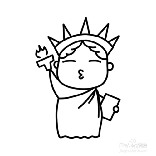 简笔画-如何画q版自由女神像的简笔画