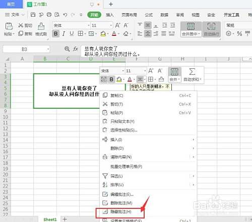 WPS表格中怎么添加自动隐藏的批注信息