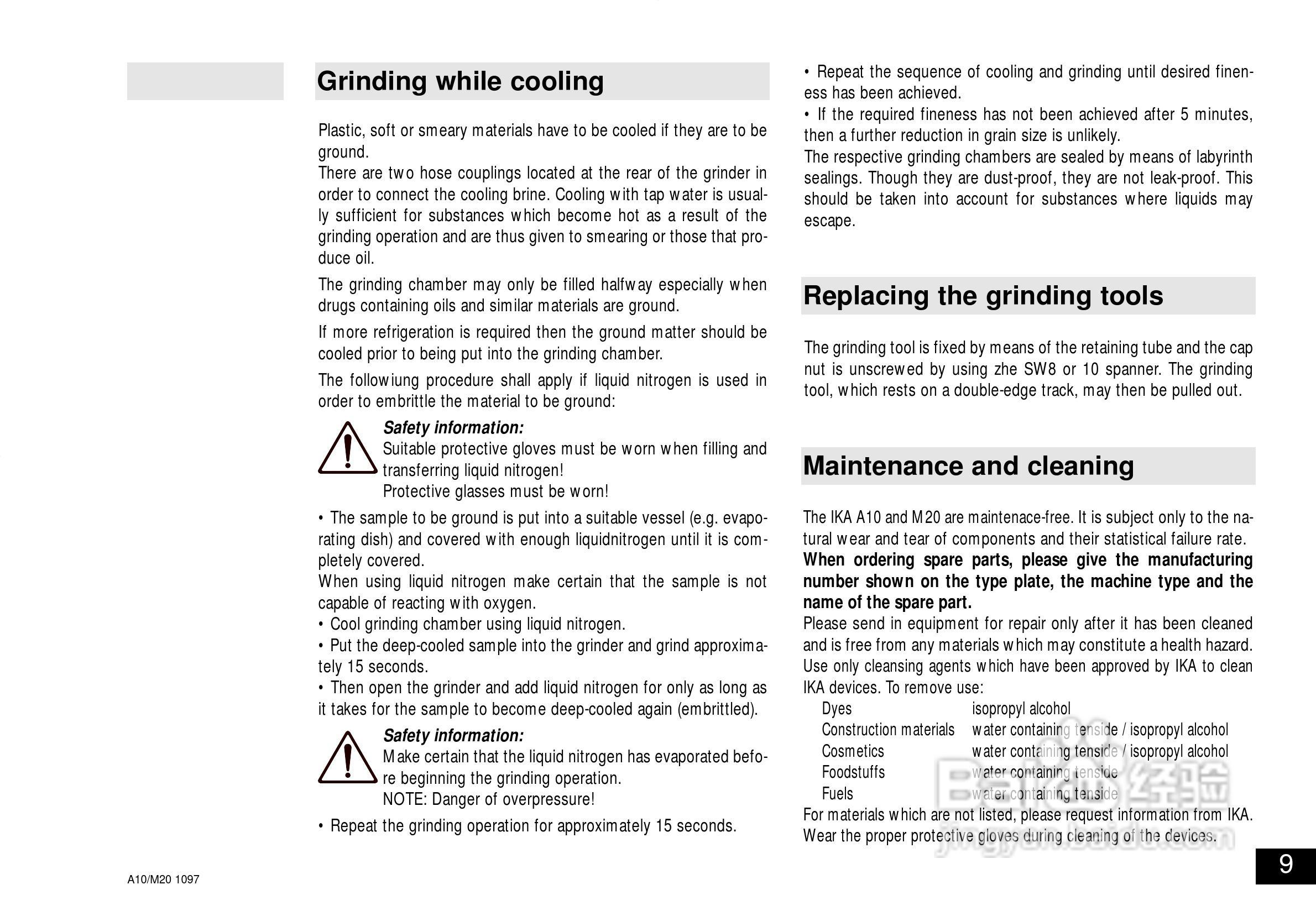 IKA M20通用研磨机使用说明书