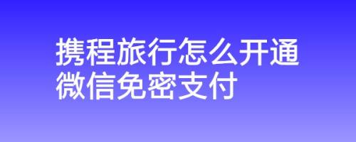 携程旅行怎么开通微信免密支付