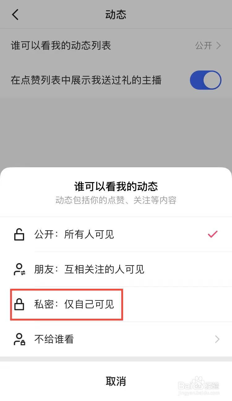快手怎么设置动态仅自己可见