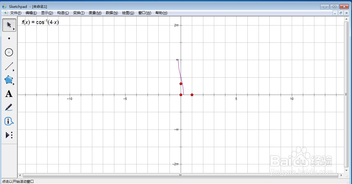 在sketchpad中创建f(x)=arccos(4x)的函数图像