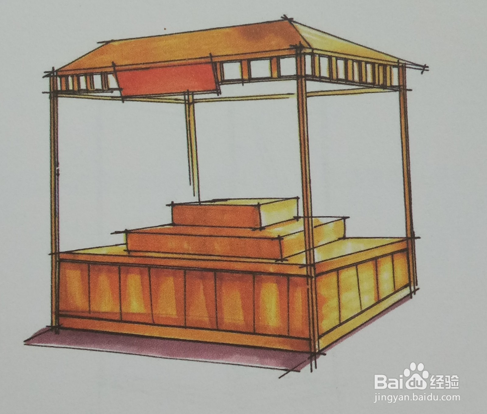 马克笔手绘木质展柜