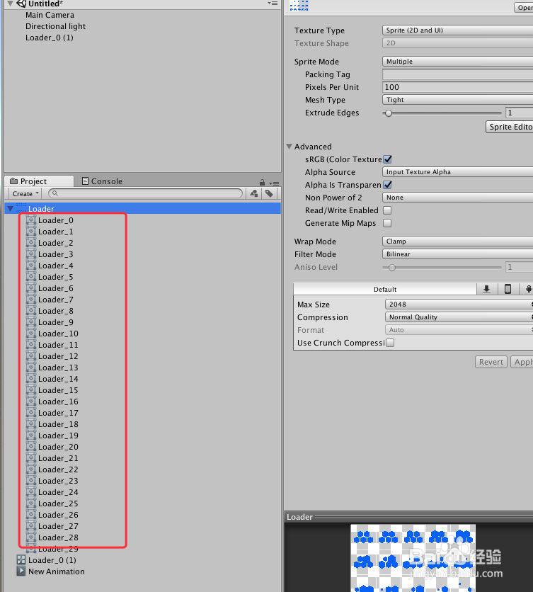 Unity Sprite精灵 之 序列精灵图集切割生成动画