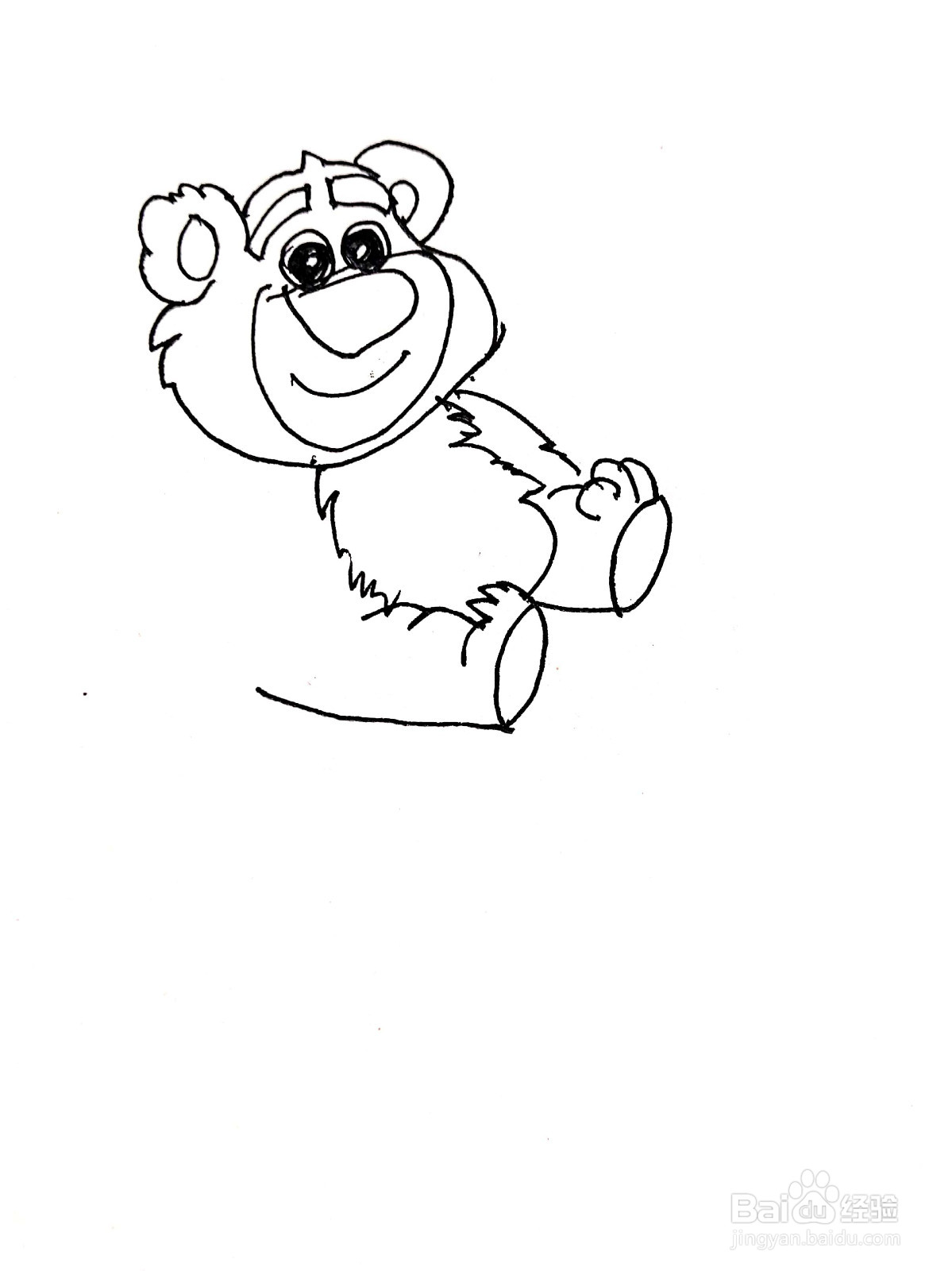 坐在树叶上的草莓熊线描画怎么画