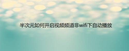 半次元如何开启视频频道非wifi下自动播放