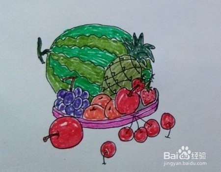 <b>水果拼盘画法教程（1）怎么画，如何画水果拼盘</b>