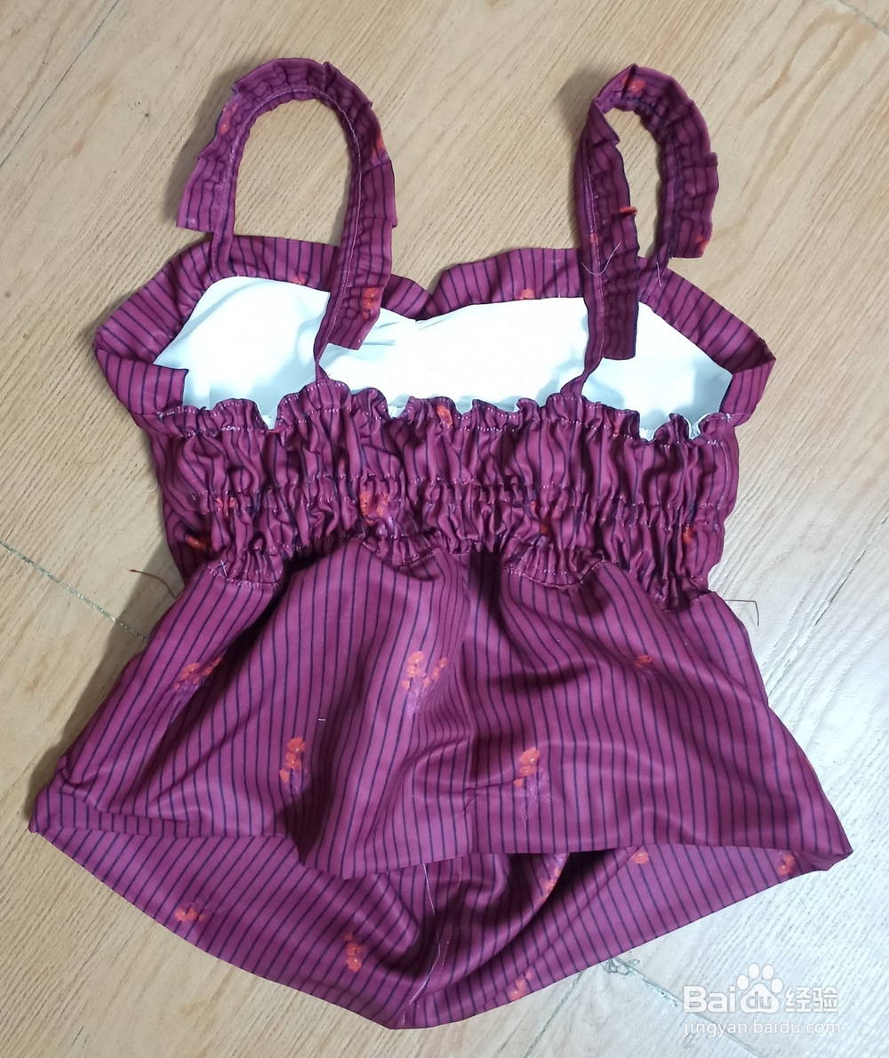 程太太做手工之——如何制作红色露胃吊带小背心