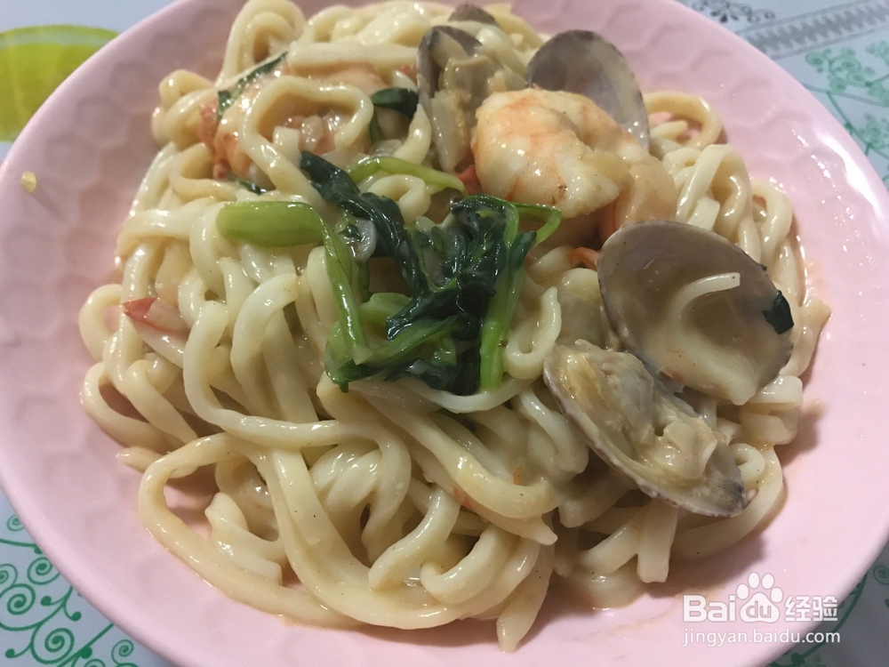 美味的奶酪海鲜面的做法