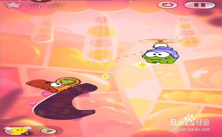 手机游戏割绳子2关卡6-1、关卡6-2三星攻略