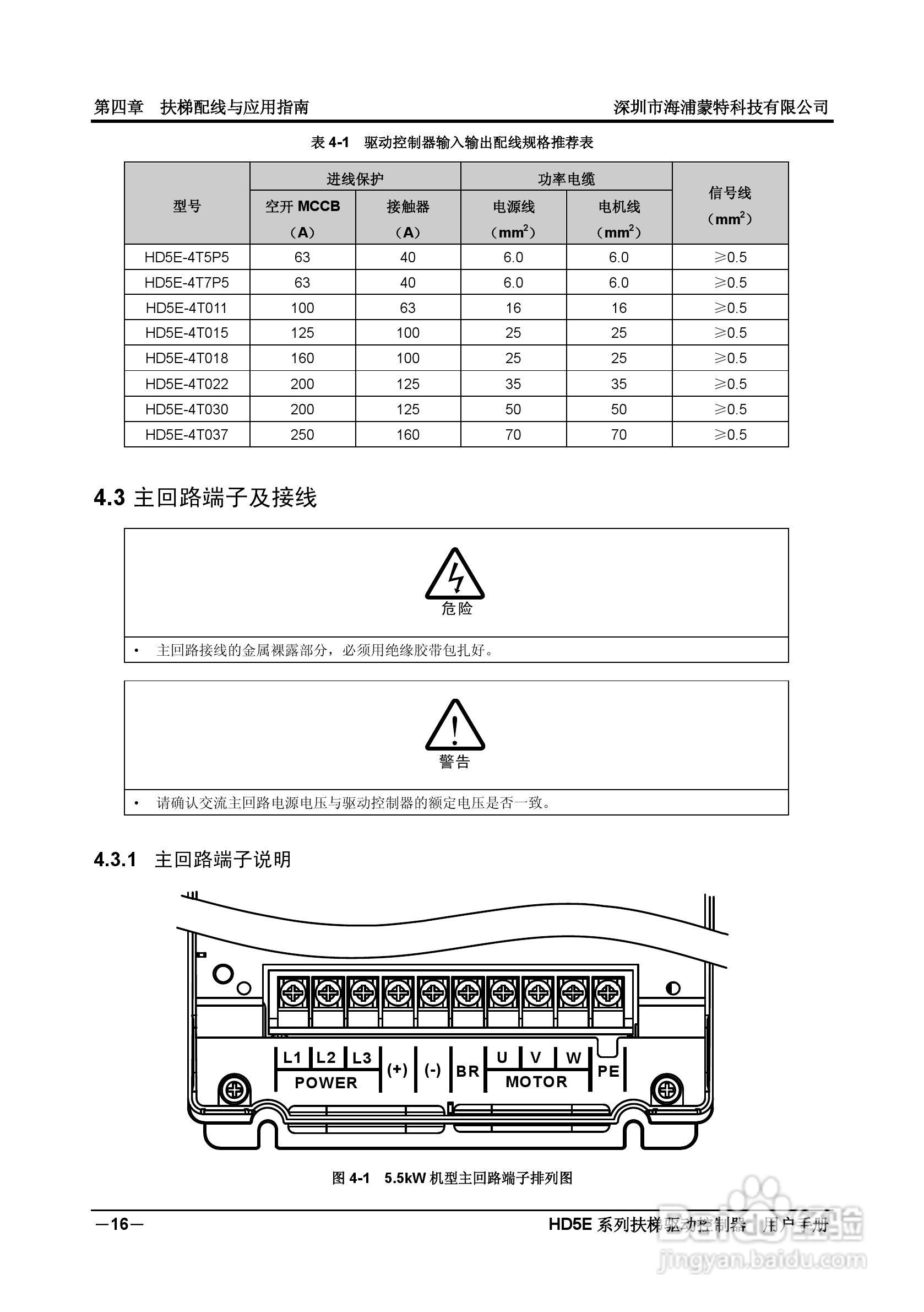 海浦蒙特HD5E-4T037扶梯专用驱动控制器用户手册:[3]