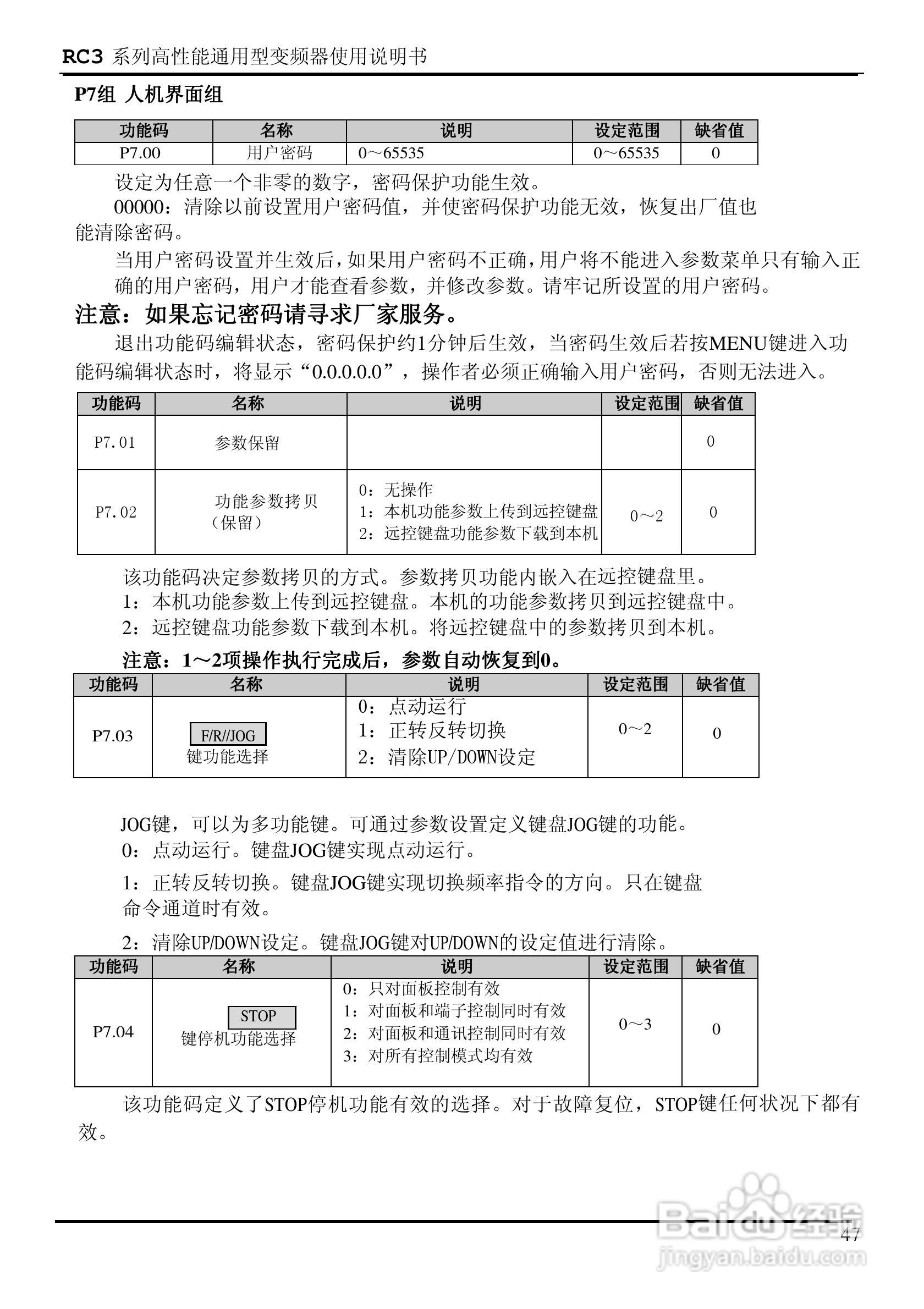 日普RC3-400/P3矢量型变频器使用说明书:[5]