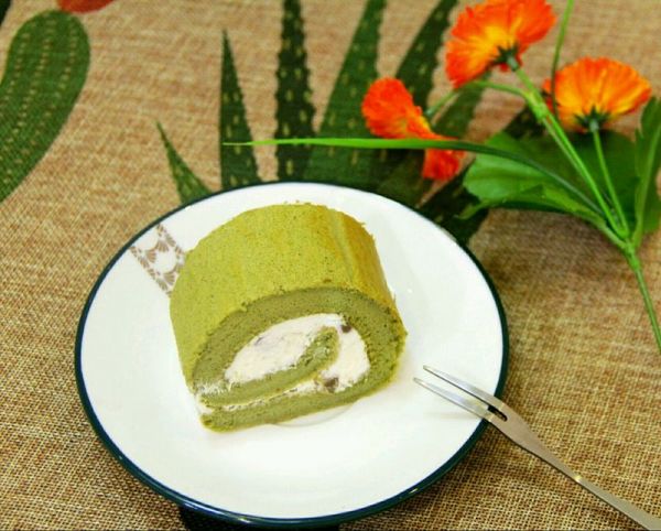 抹茶红豆蛋糕卷