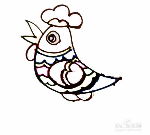 花公鸡的简笔画