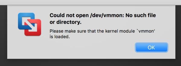 Mac | VMware提示打不开vmmon或有效进程解决