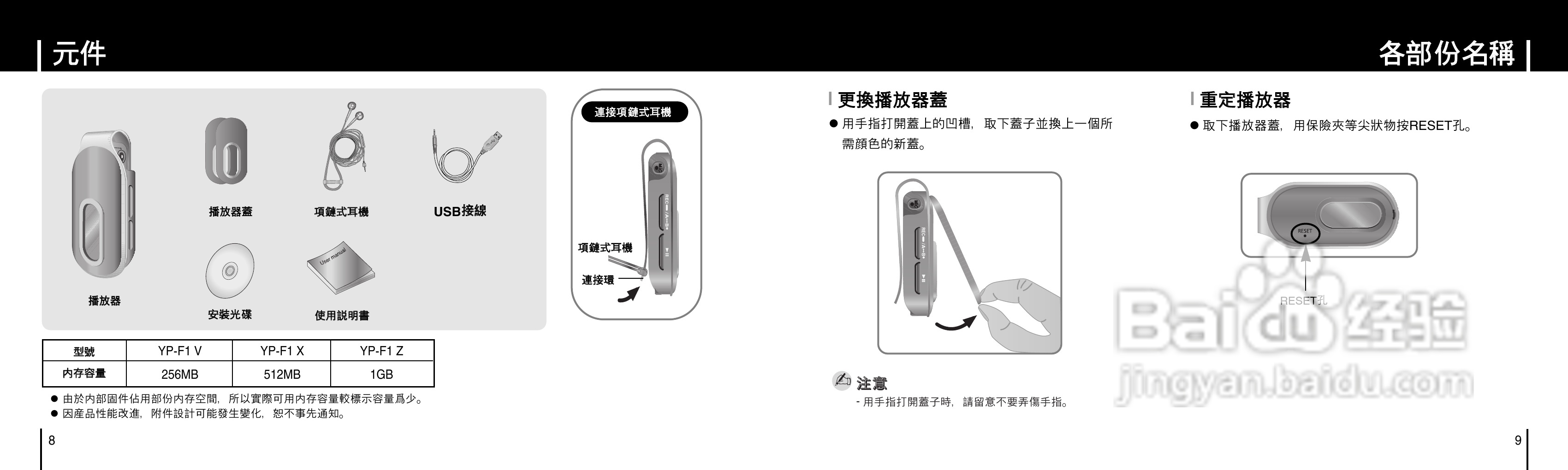 三星YP-F1ZW MP3播放器使用说明书:[1]