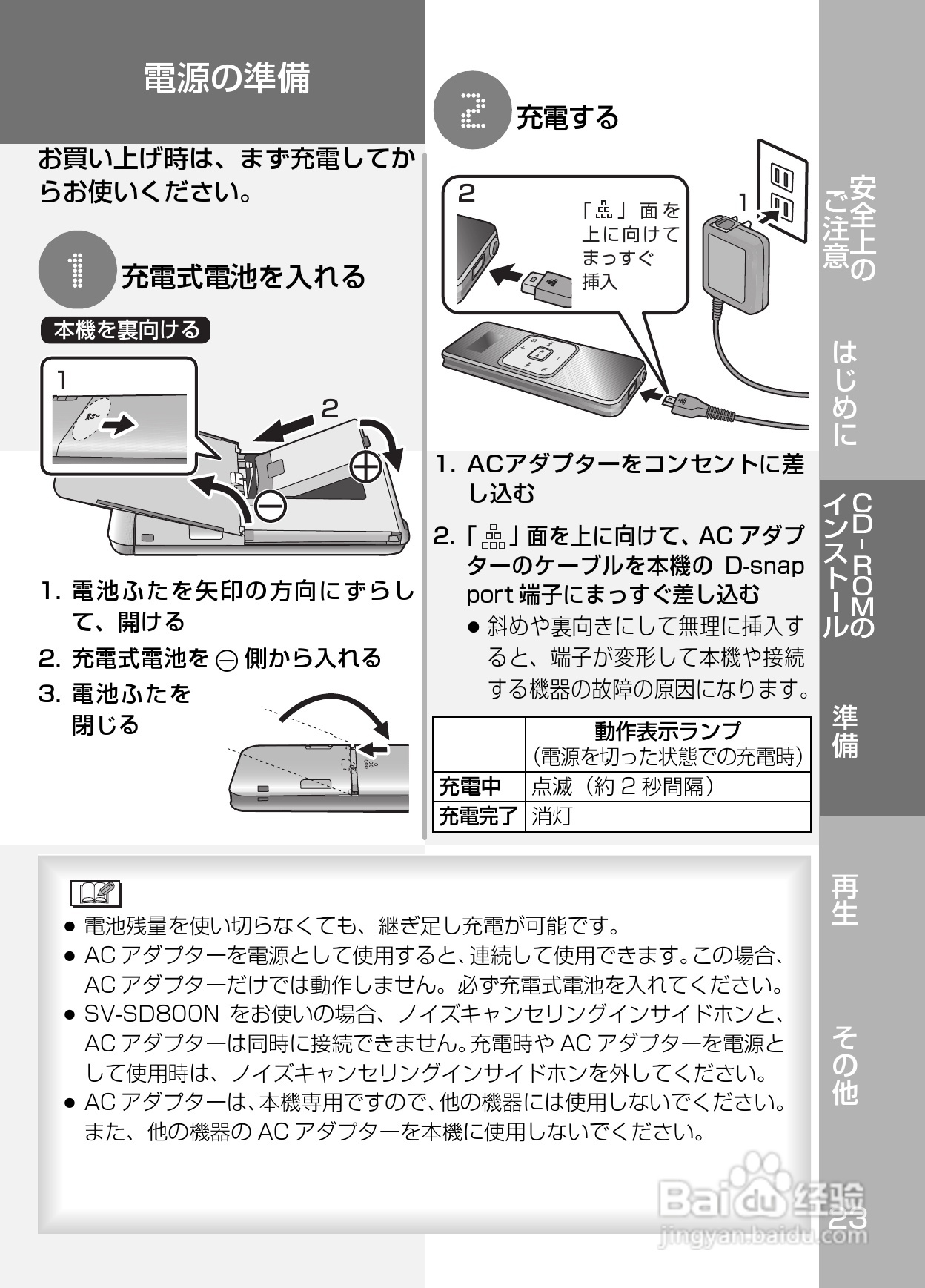 Panasonic SV-SD800N/SV-SD400V MP3播放器使用说明书:[3]