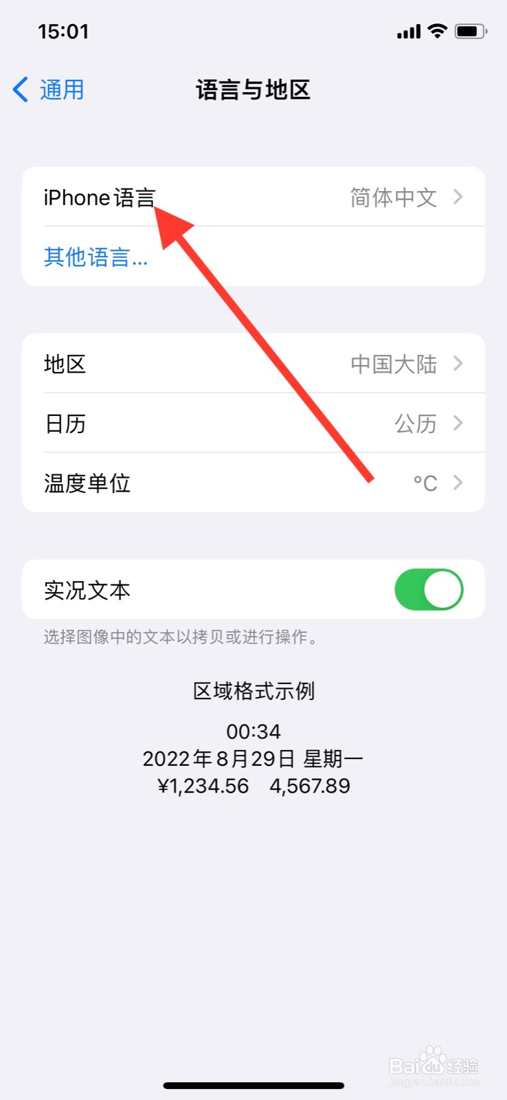 iPhone系统显示语言更换为“意大利语”