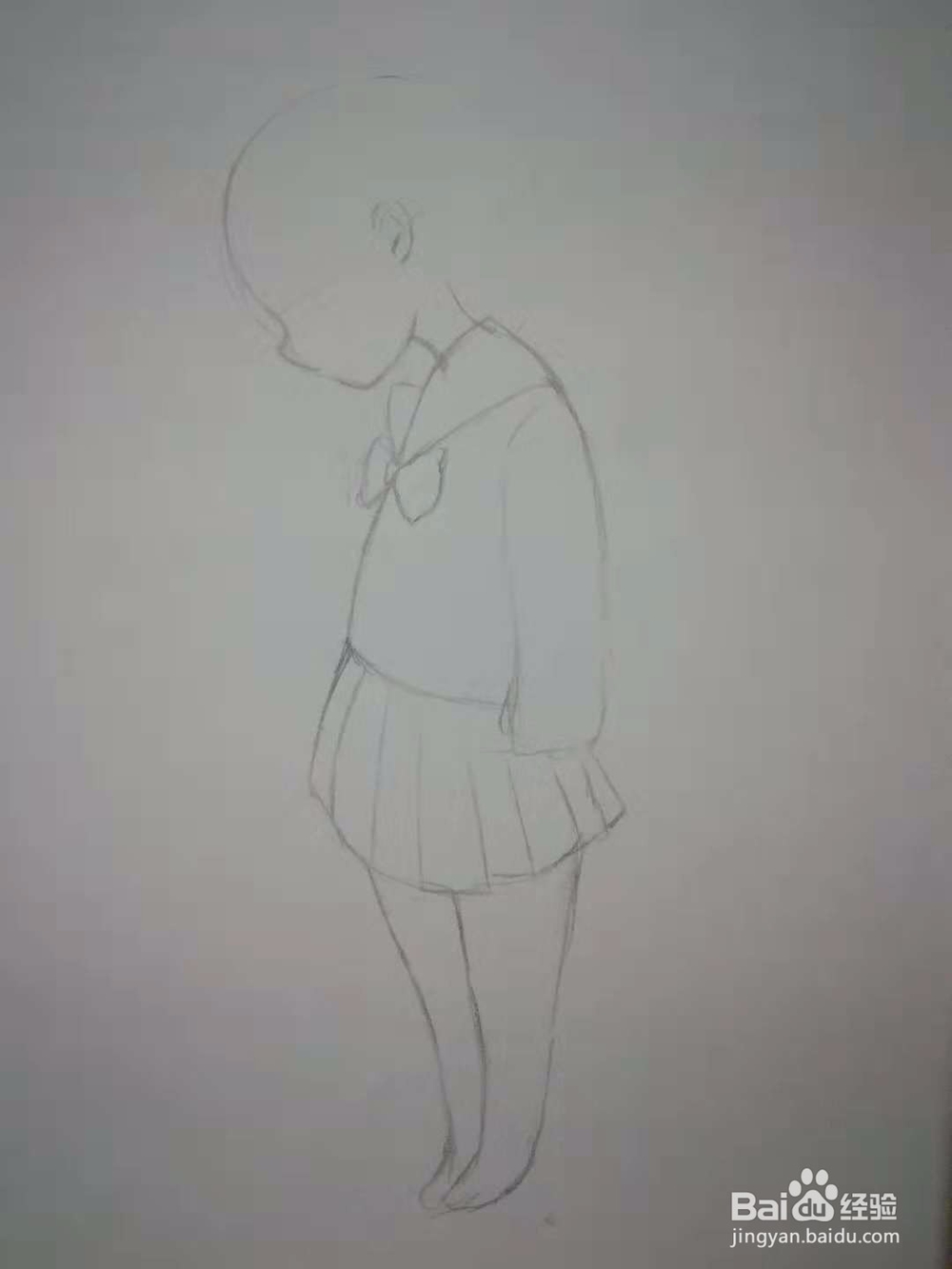 剪刀石头布Q版漫画水手服人物手绘插画线稿教程