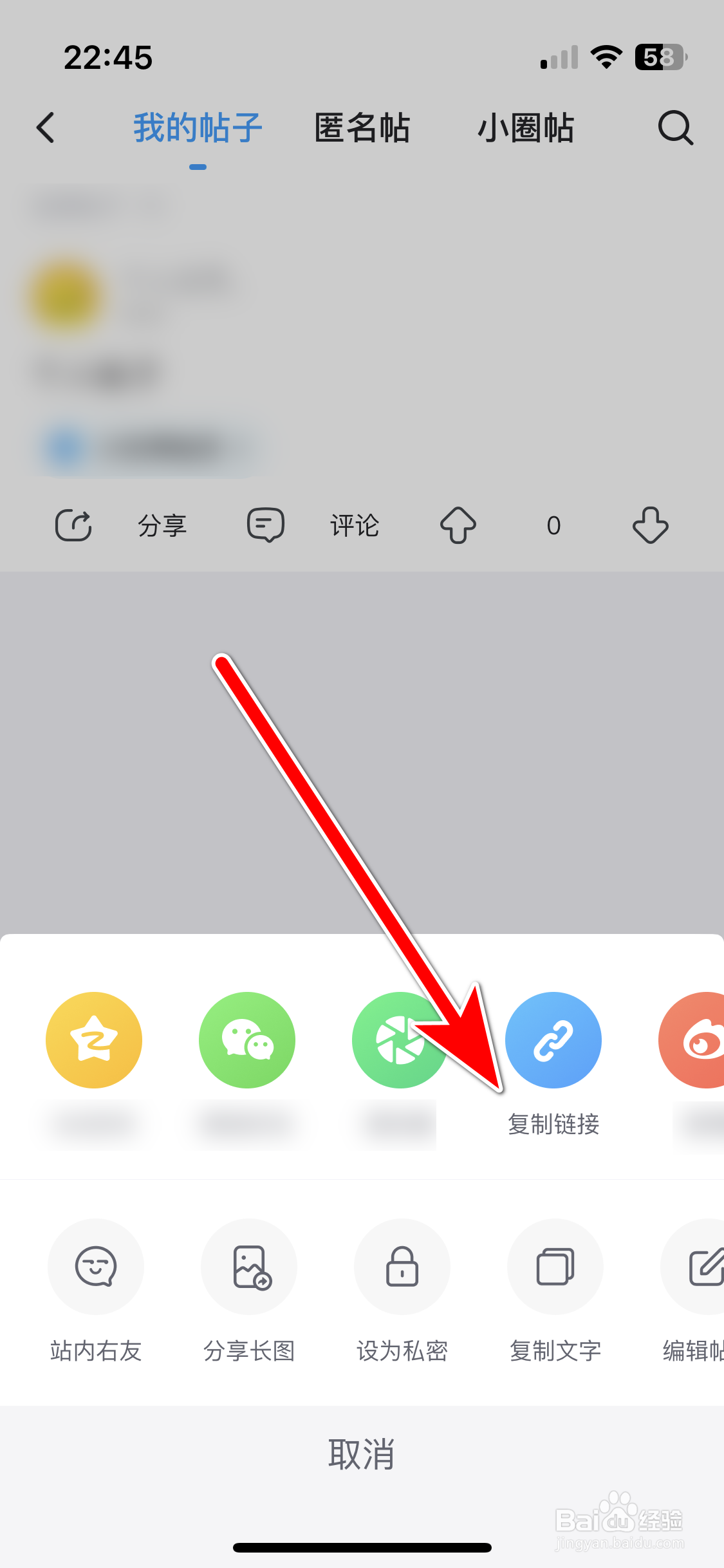 最右如何复制个人帖子的链接