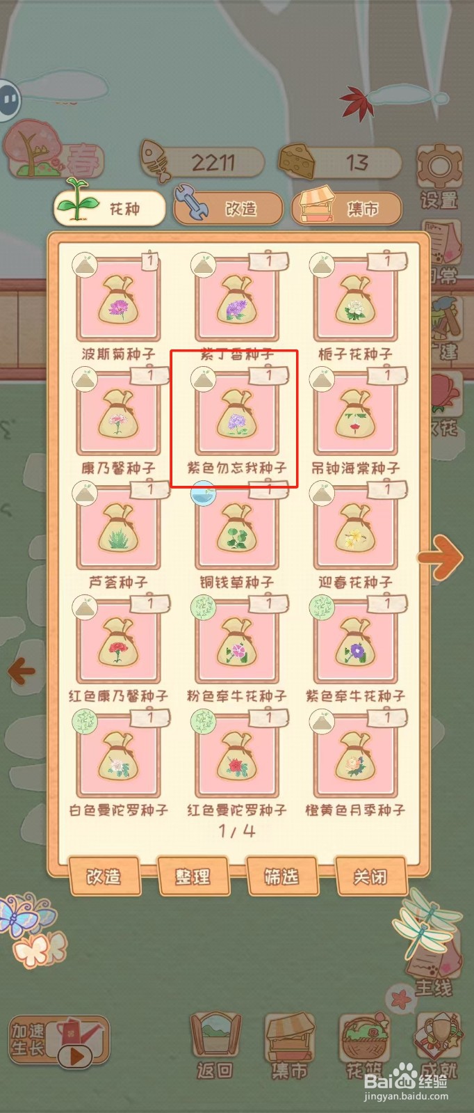 花店物语如何查看紫色勿忘我种子的批量播种