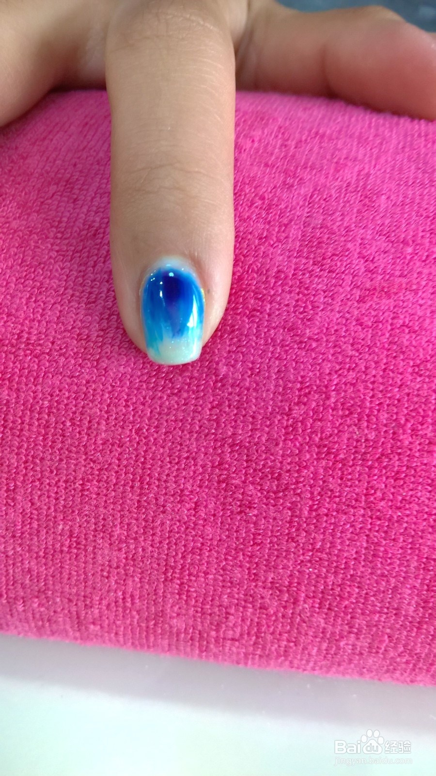 蓝色风情 美甲 十指细节图