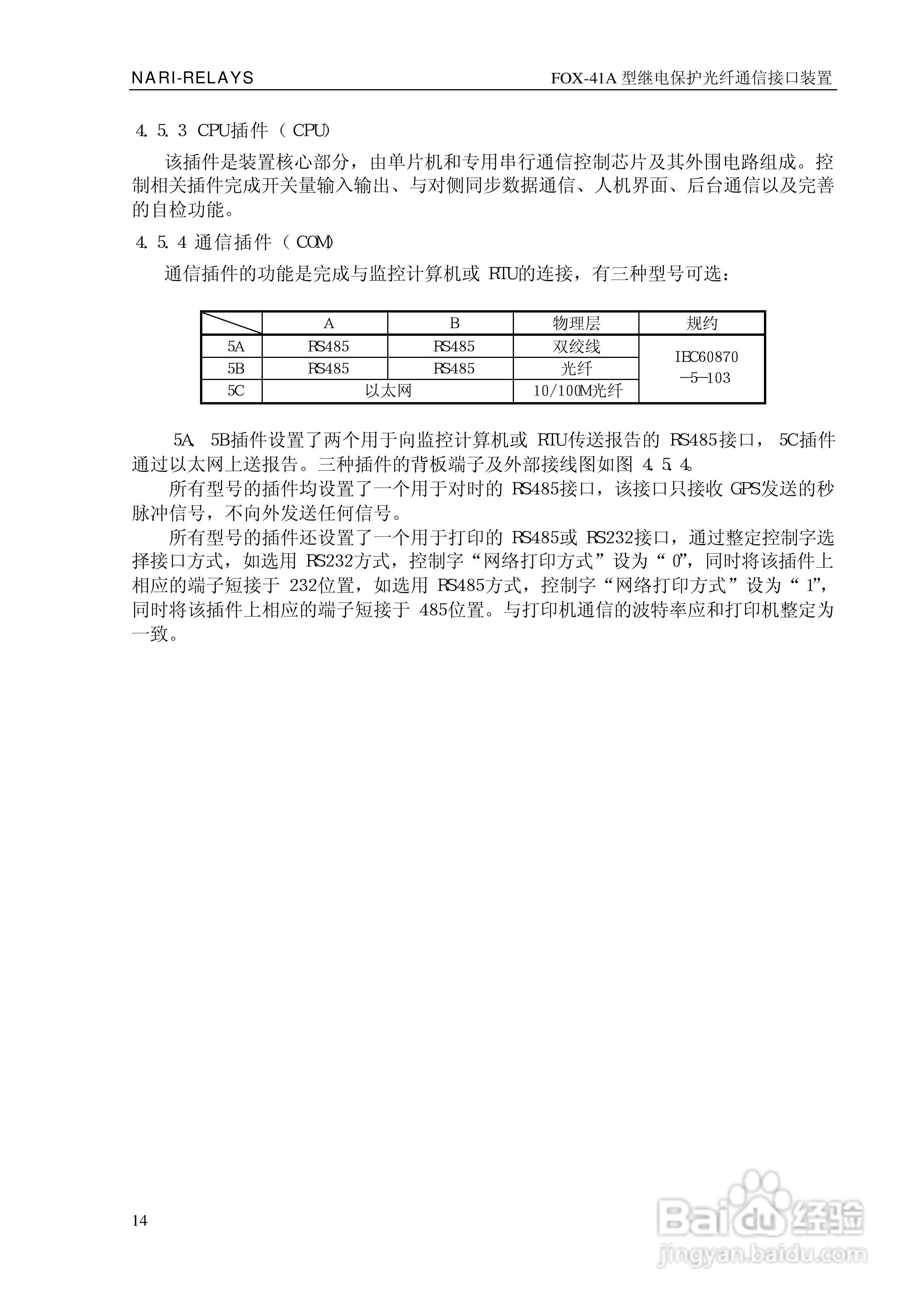 FOX-41A型继电保护光纤通信接口装置技术说明书:[2]