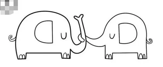 充满爱意的大象简笔画