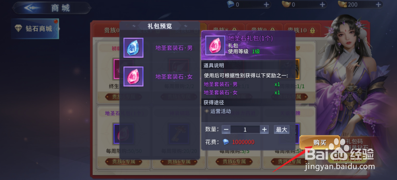 在仙魔尘缘中怎么购买【地圣石礼包（1个）】