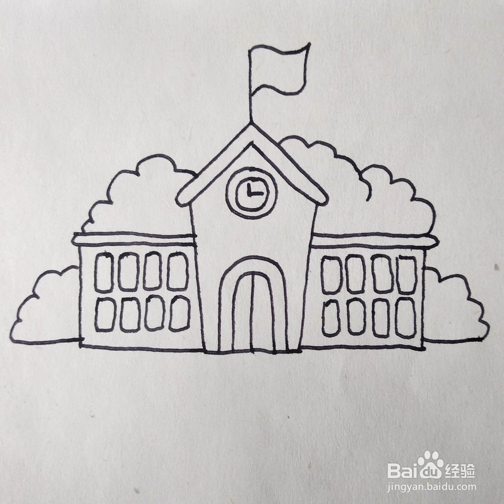 怎么画好看的学校建筑卡通简笔画?儿童画教程