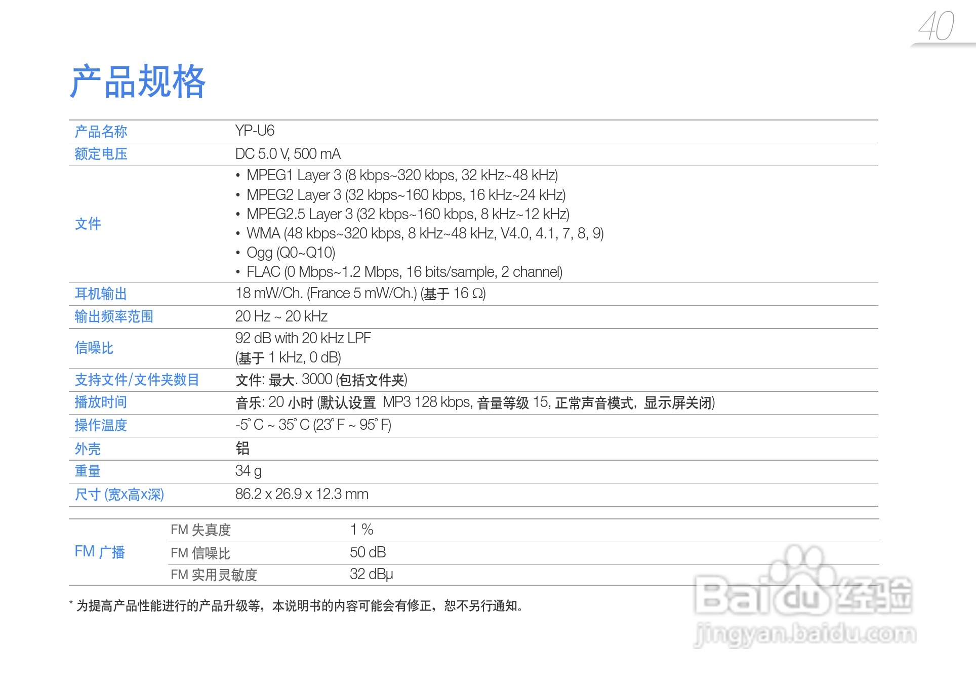 三星YP-U6播放器使用说明书:[5]