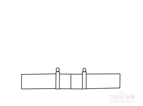 在柱子两侧,再画两个炼罪长方形泪肤册,表示学校的围墙.