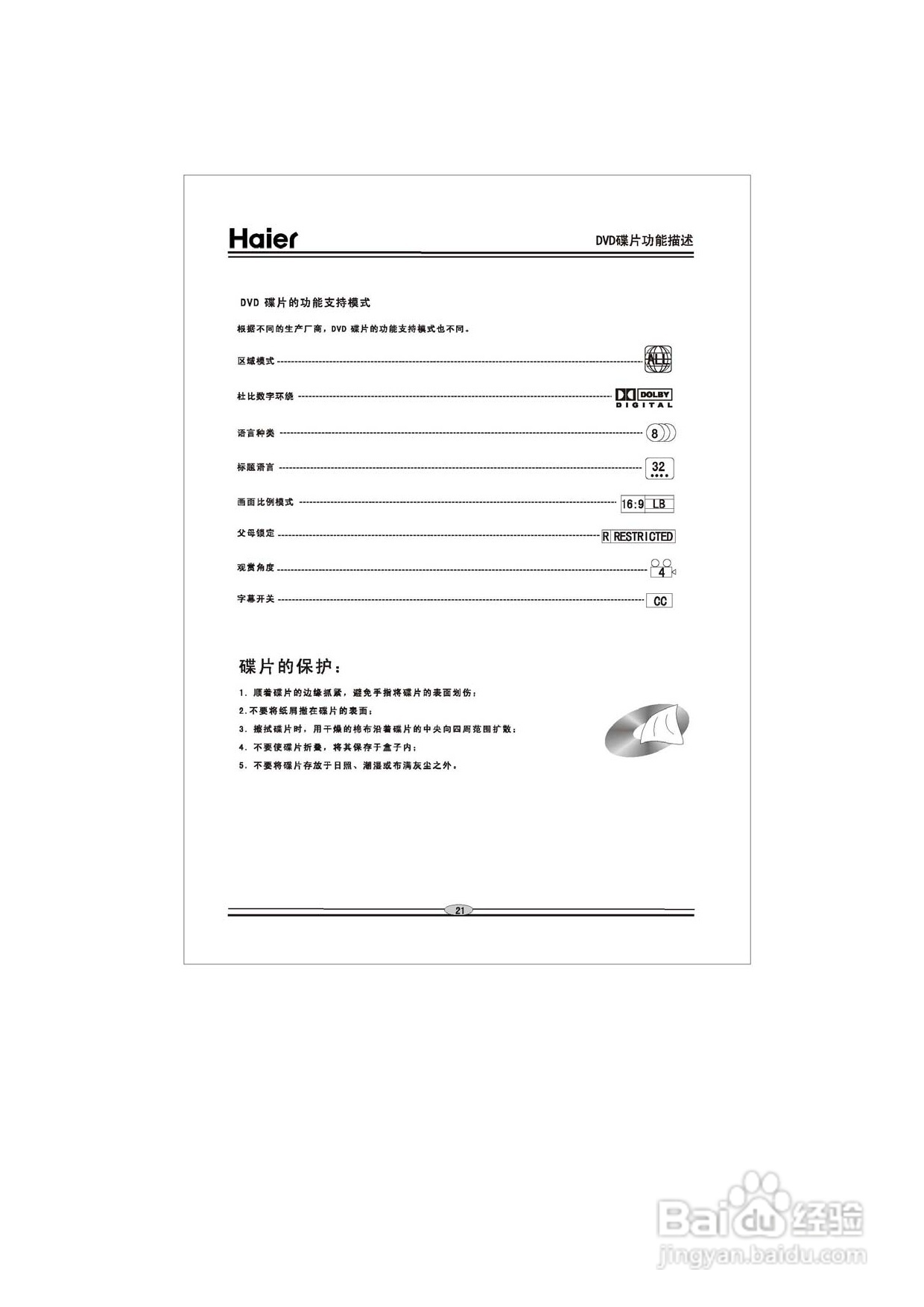 海尔DVD-H2230B影碟机使用说明书:[2]