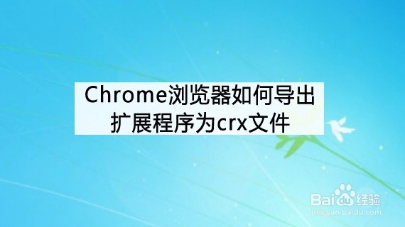 <b>Chrome如何导出扩展程序为crx文件</b>