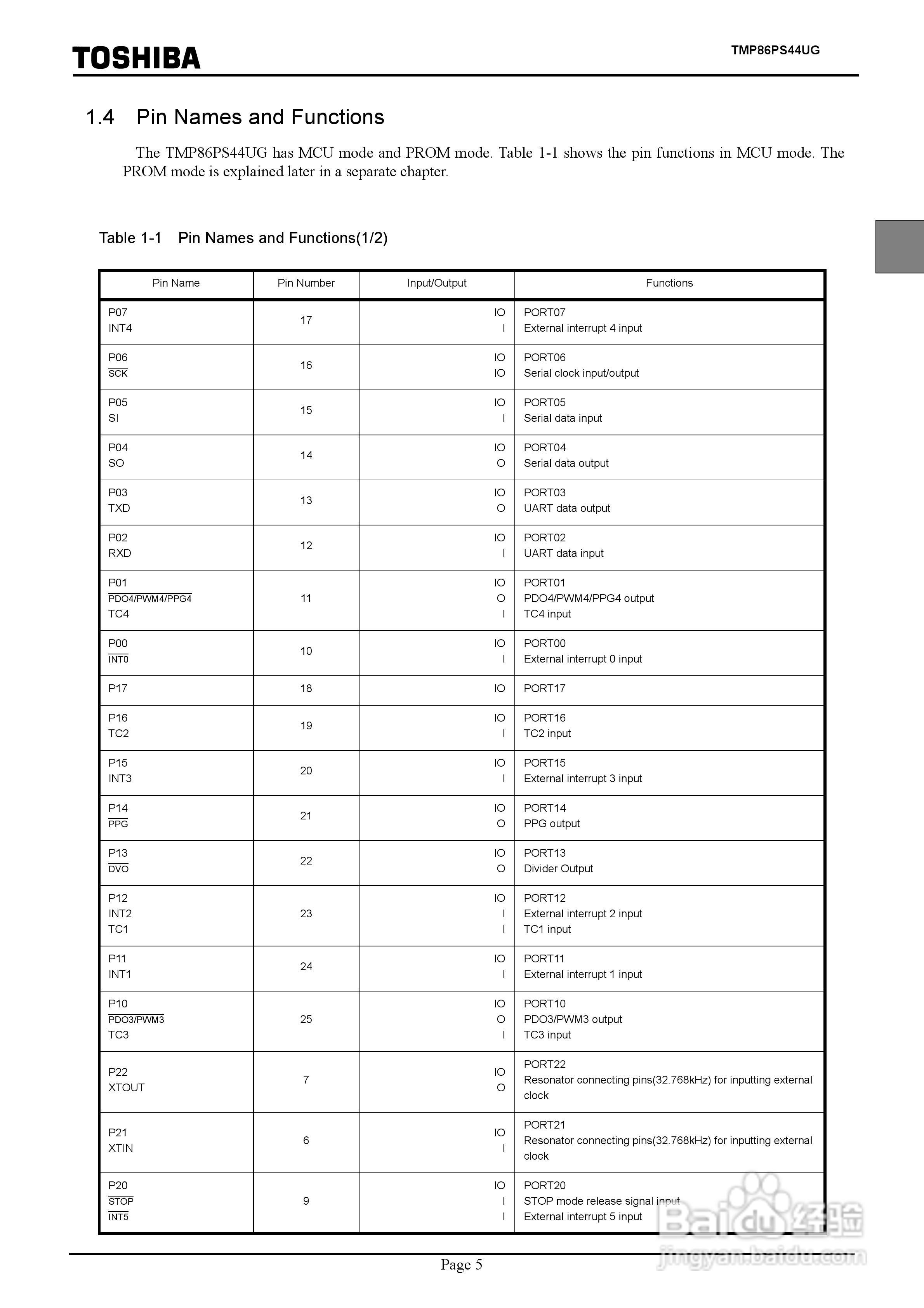 TOSHIBA TMP86PS44UG微处理器说明书:[2]