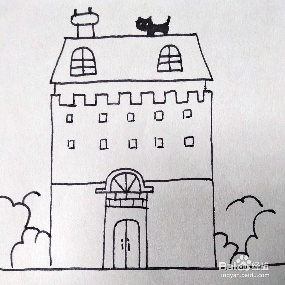 怎么用简单的几何图形绘制出一个建筑简笔画？