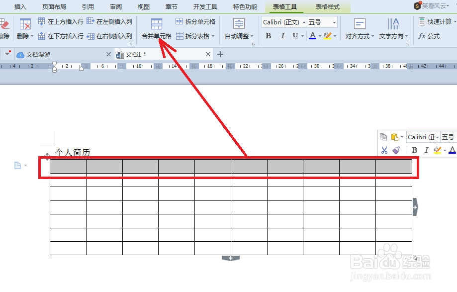 实例:wps文字制作简历表!