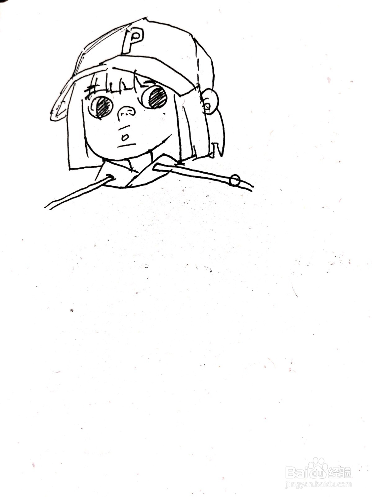 戴着棒球帽的女孩线描画怎么画