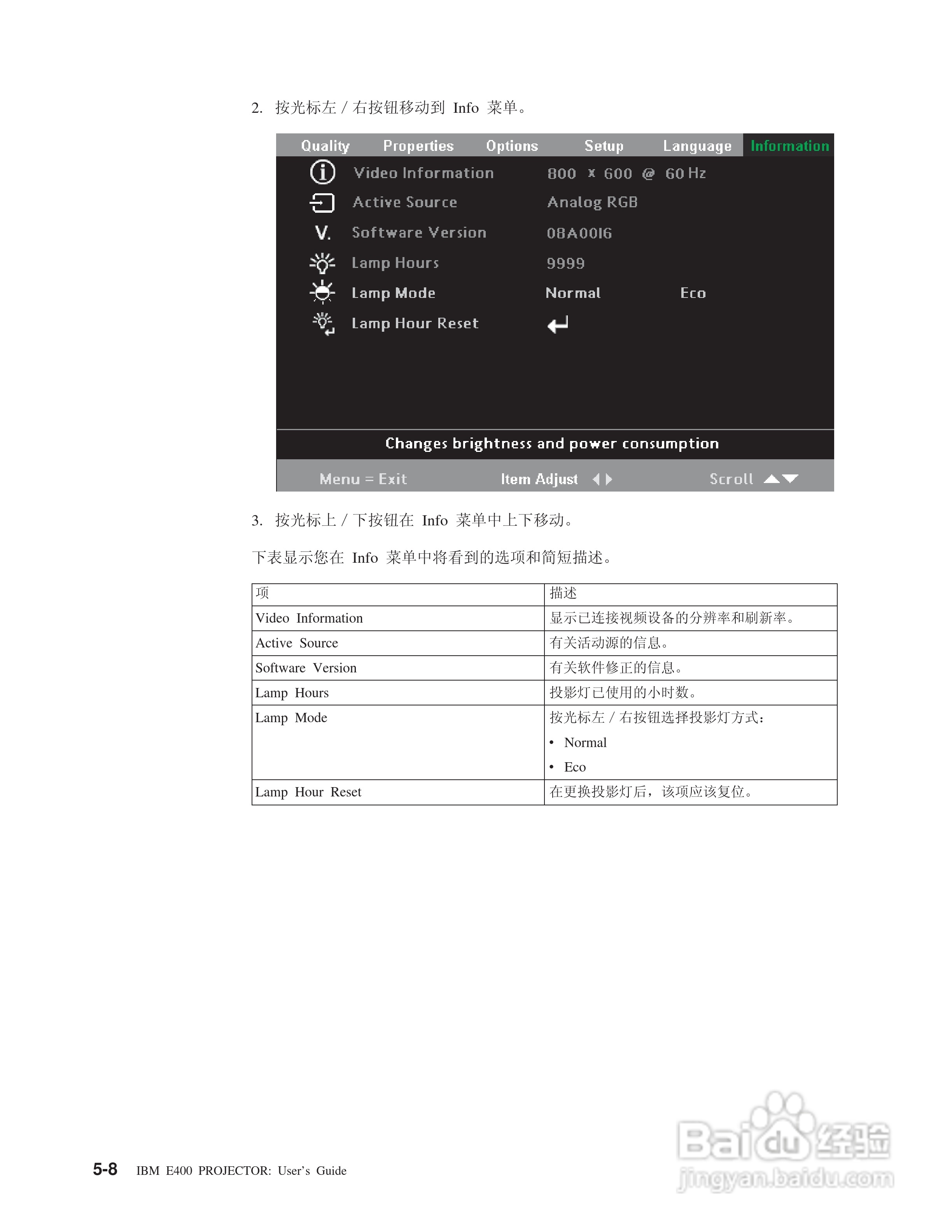 IBM E400投影机说明书:[4]